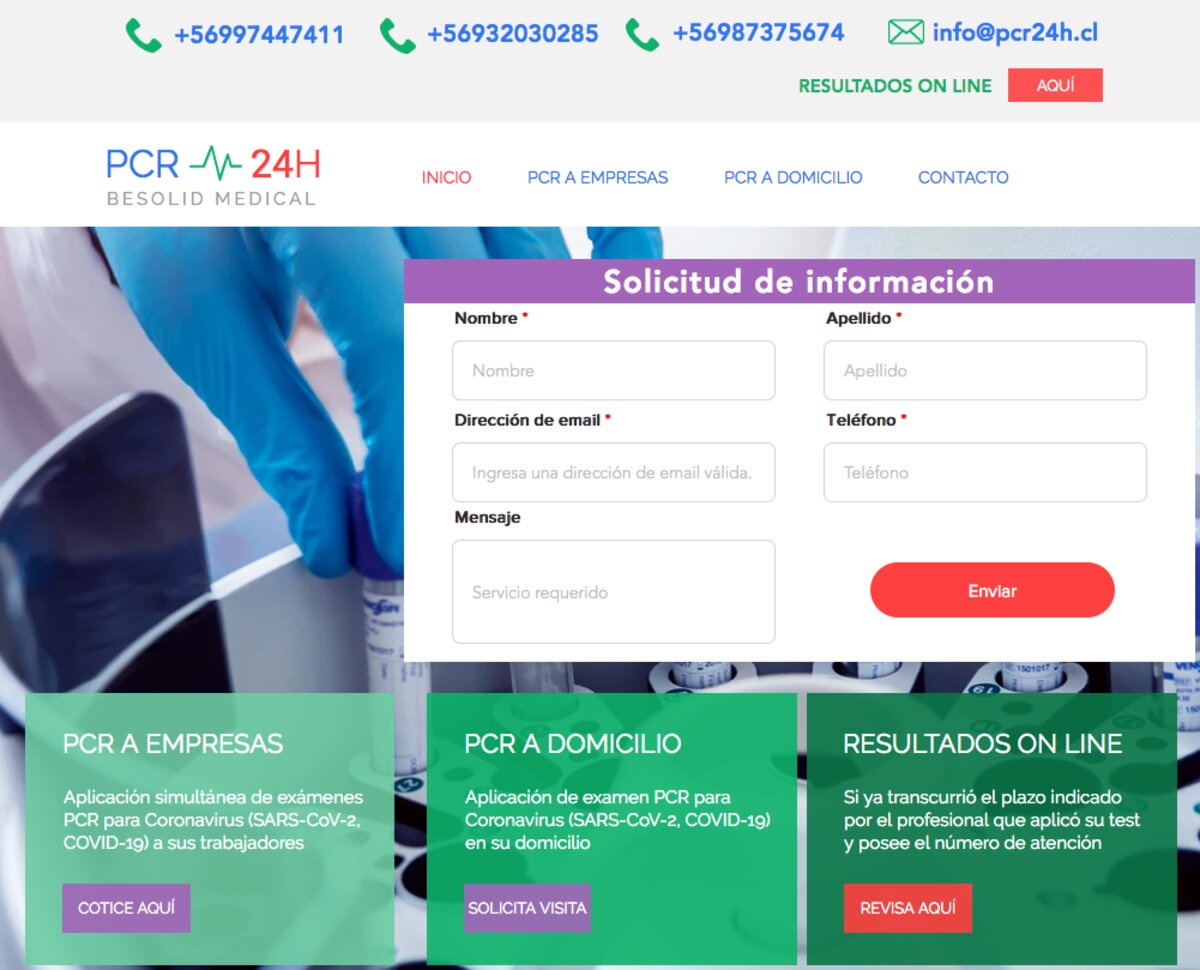 Examen PCR a domicilio en chile